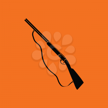 Hunting gun icon. Orange background with black. Vector illustration.