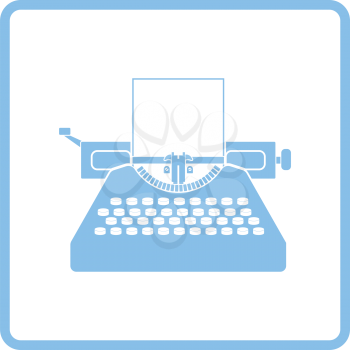 Typewriter icon. Blue frame design. Vector illustration.