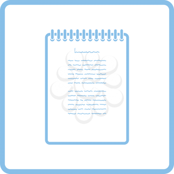 Binder notebook icon. Blue frame design. Vector illustration.