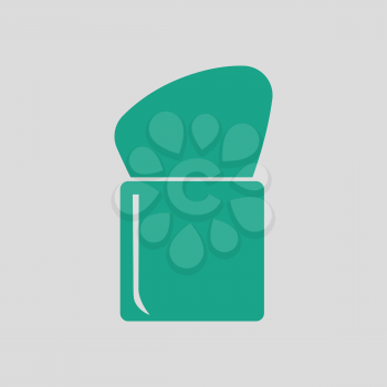Make Up brush icon. Gray background with green. Vector illustration.