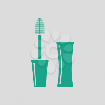 Mascara icon. Gray background with green. Vector illustration.