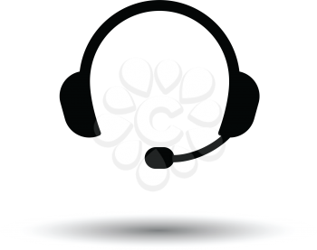 Headset icon. Black background with white. Vector illustration.