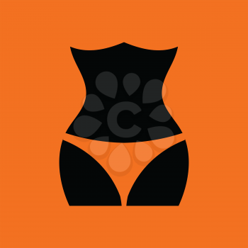 Slim waist icon. Orange background with black. Vector illustration.