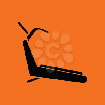 Treadmill icon. Orange background with black. Vector illustration.