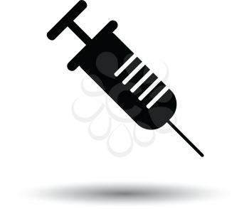 Syringe icon. White background with shadow design. Vector illustration.