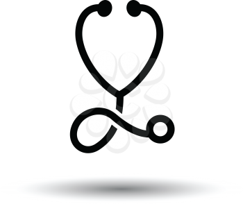 Stethoscope icon. White background with shadow design. Vector illustration.
