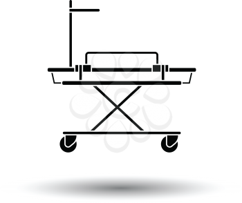 Medical stretcher icon. White background with shadow design. Vector illustration.