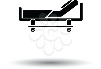 Hospital bed icon. White background with shadow design. Vector illustration.