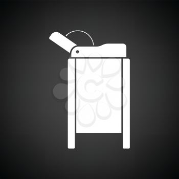 Baby swaddle table icon. Black background with white. Vector illustration.