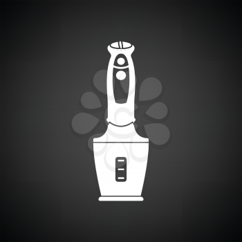 Baby food blender icon. Black background with white. Vector illustration.