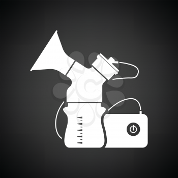 Electric breast pump icon. Black background with white. Vector illustration.