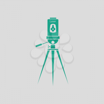 Laser level tool icon. Gray background with green. Vector illustration.