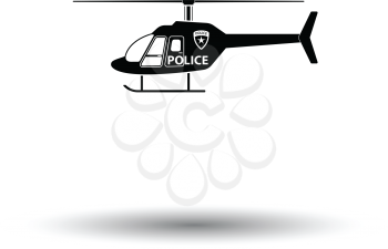 Police helicopter icon. White background with shadow design. Vector illustration.