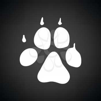 Dog trail icon. Black background with white. Vector illustration.