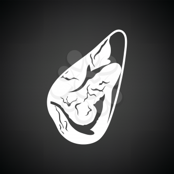 Meat steak icon. Black background with white. Vector illustration.