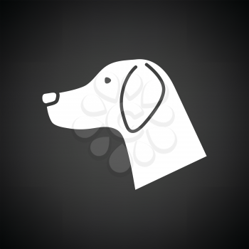 Dog head icon. Black background with white. Vector illustration.