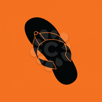Flip flop icon. Orange background with black. Vector illustration.