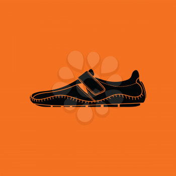 Moccasin icon. Orange background with black. Vector illustration.