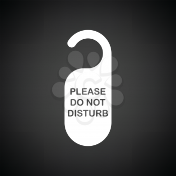 Don't disturb tag icon. Black background with white. Vector illustration.