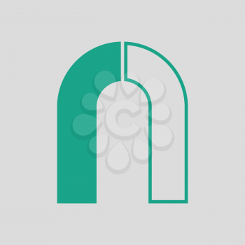 Magnet icon. Gray background with green. Vector illustration.