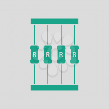 Resistor tape icon. Gray background with green. Vector illustration.