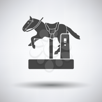 Horse machine icon on gray background, round shadow. Vector illustration.