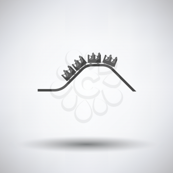 Small roller coaster icon on gray background, round shadow. Vector illustration.
