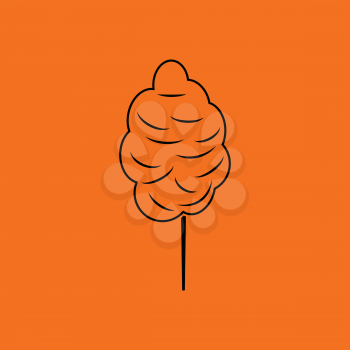 Cotton candy icon. Orange background with black. Vector illustration.