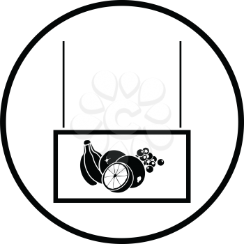 Fruits market department icon. Thin circle design. Vector illustration.
