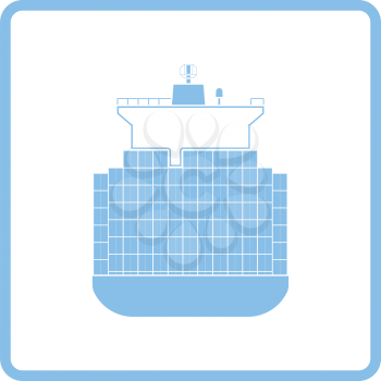 Container ship icon. Blue frame design. Vector illustration.