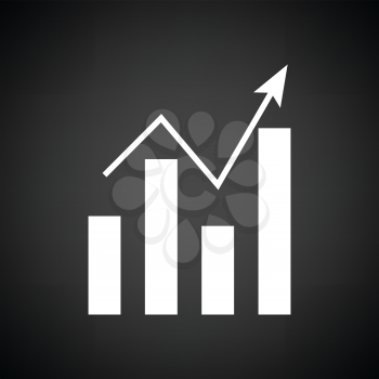 Analytics chart icon. Black background with white. Vector illustration.