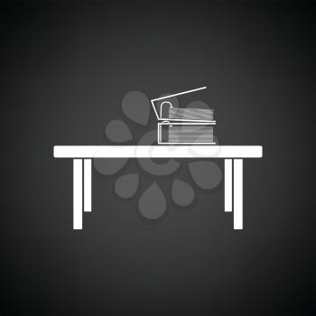 Office low table icon. Black background with white. Vector illustration.