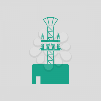 Free-fall ride icon. Gray background with green. Vector illustration.