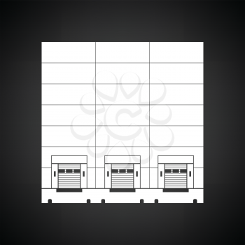 Warehouse logistic concept icon. Black background with white. Vector illustration.
