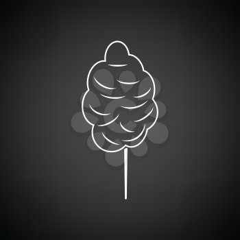 Cotton candy icon. Black background with white. Vector illustration.
