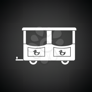 Wagon of children train icon. Black background with white. Vector illustration.