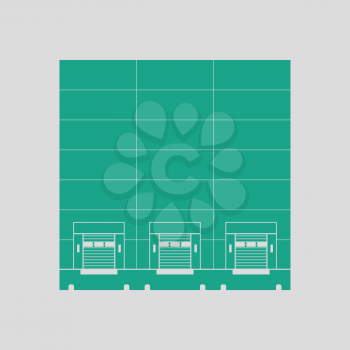 Warehouse logistic concept icon. Gray background with green. Vector illustration.