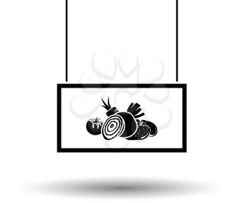 Vegetables market department icon. Black background with white. Vector illustration.