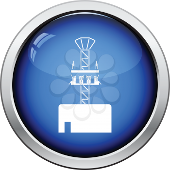 Free-fall ride icon. Glossy button design. Vector illustration.
