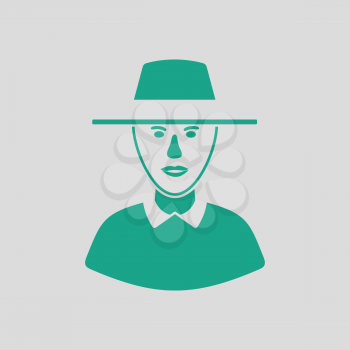 Cricket umpire icon. Gray background with green. Vector illustration.