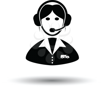 Logistic dispatcher consultant icon. White background with shadow design. Vector illustration.