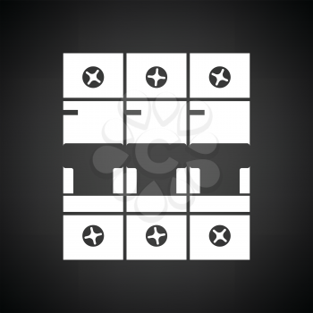 Circuit breaker icon. Black background with white. Vector illustration.