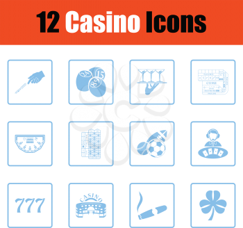 Casino icon set. Blue frame design. Vector illustration.