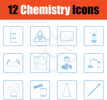 Chemistry icon set. Blue frame design. Vector illustration.