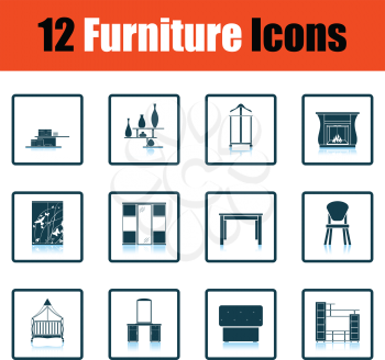 Home furniture icon set. Shadow reflection design. Vector illustration.