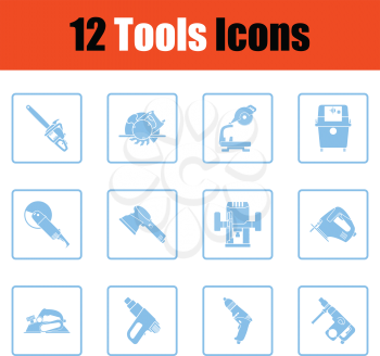 Set of tools icons. Blue frame design. Vector illustration.