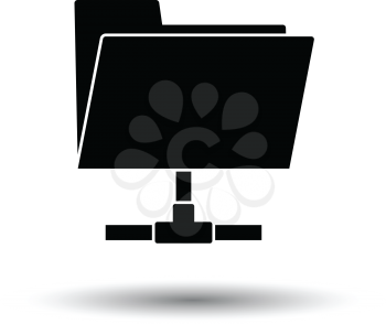 Shared folder icon. White background with shadow design. Vector illustration.
