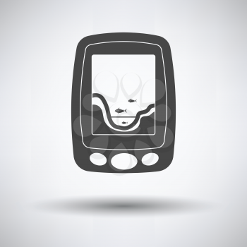 Icon of echo sounder   on gray background, round shadow. Vector illustration.