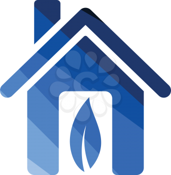 Ecological home leaf icon. Flat color design. Vector illustration.