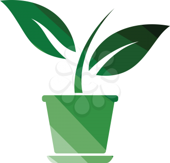 Plant in flower pot icon. Flat color design. Vector illustration.